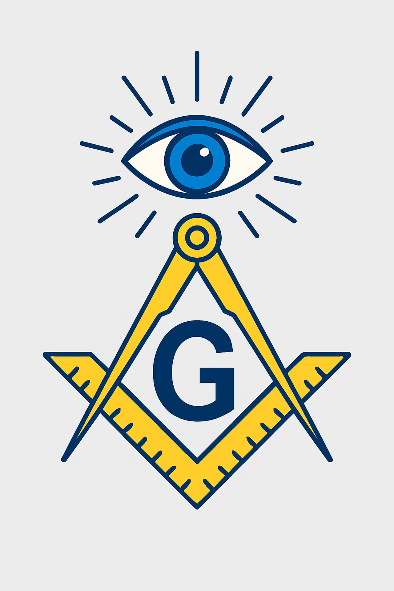 Diseño moderno de símbolos masónicos en vector Icono moderno de la masonería con escuadra, compás, ojo y letra G