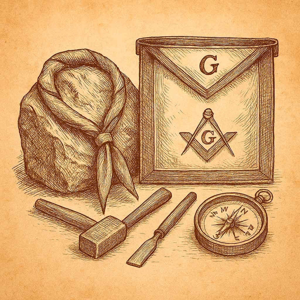 Emblemas compartidos entre scouts y masones Símbolos de scouts y masones: pañoleta, mandil, brújula y herramientas
